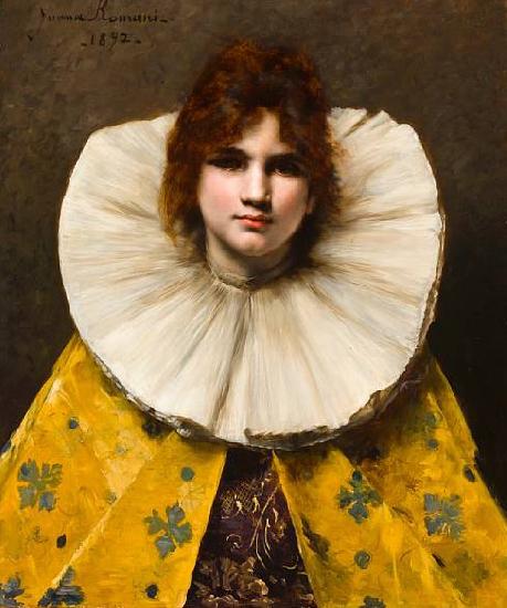  A portrait of a young girl with a ruffled collar